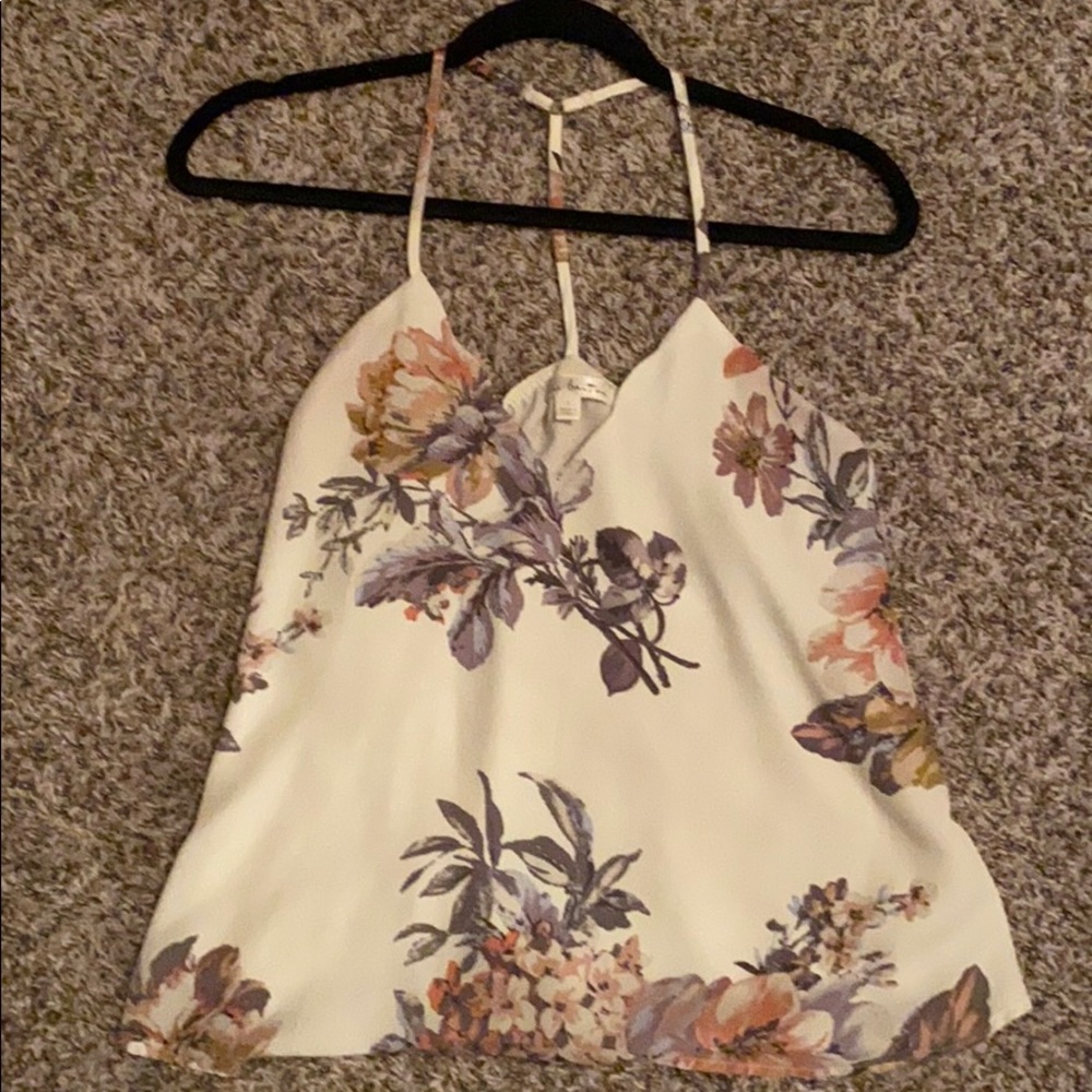 White floral blouse tank